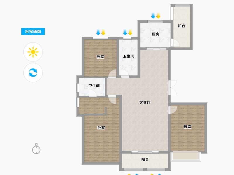 山东省-潍坊市-平安四季城-138.13-户型库-采光通风