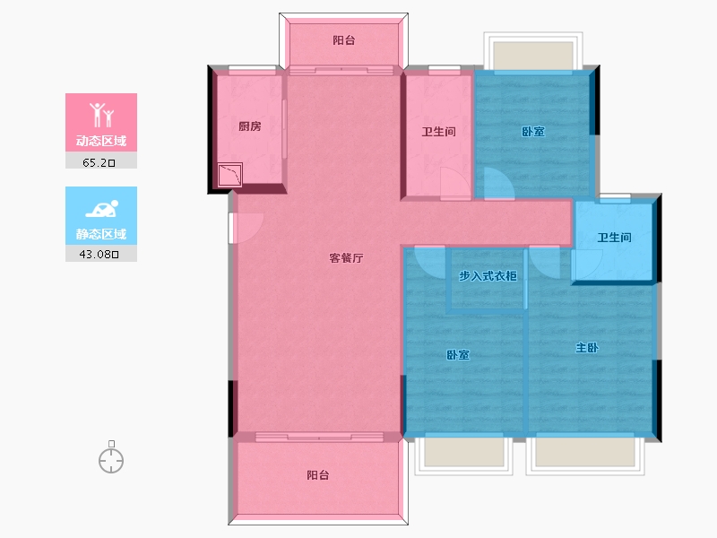 广东省-惠州市-凯景华府-98.63-户型库-动静分区