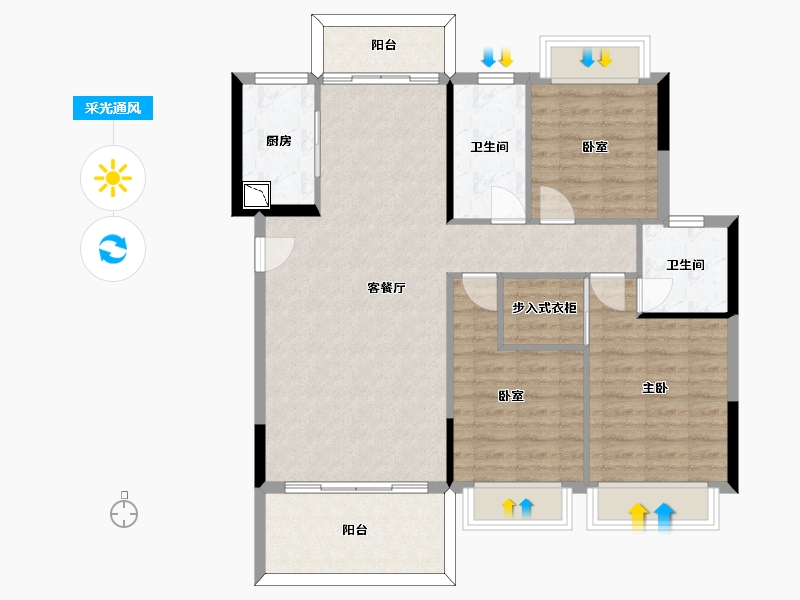 广东省-惠州市-凯景华府-98.63-户型库-采光通风