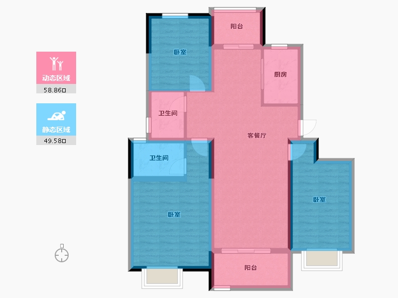 河南省-郑州市-裕华行园-96.94-户型库-动静分区