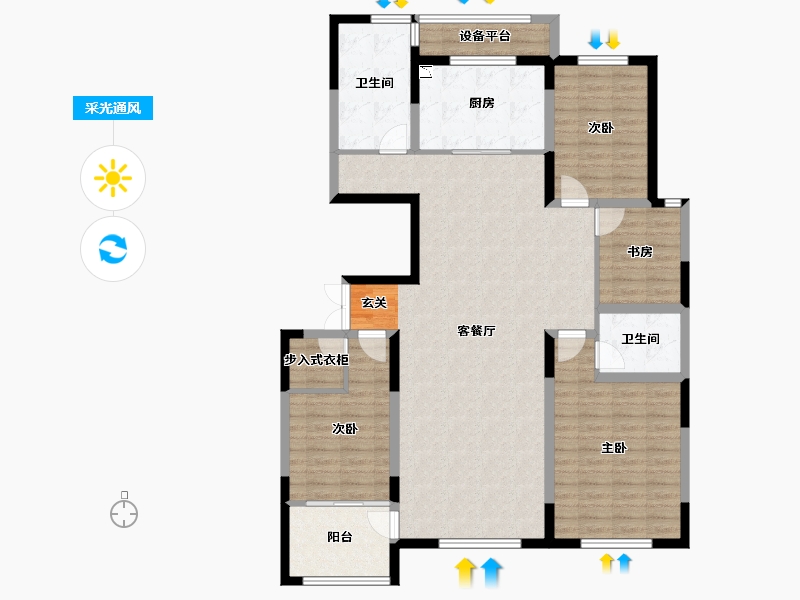 山东省-淄博市-原山天颐-131.77-户型库-采光通风