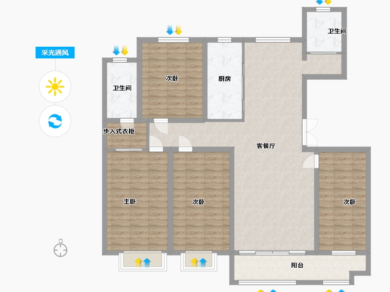 山东省-潍坊市-金鼎世家-134.40-户型库-采光通风