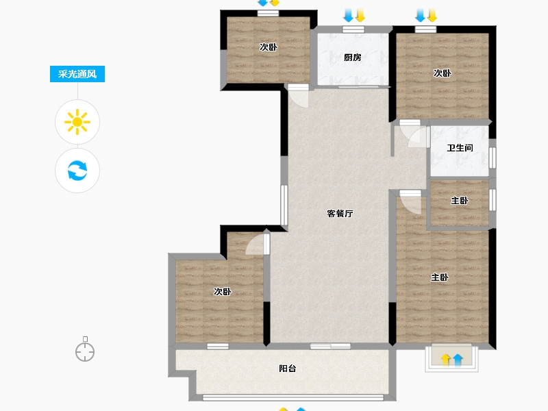 山东省-临沂市-致远沂河传奇-118.99-户型库-采光通风