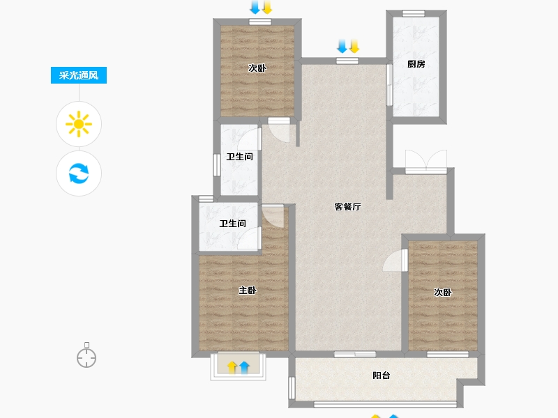 山东省-临沂市-泓尚华府-106.00-户型库-采光通风