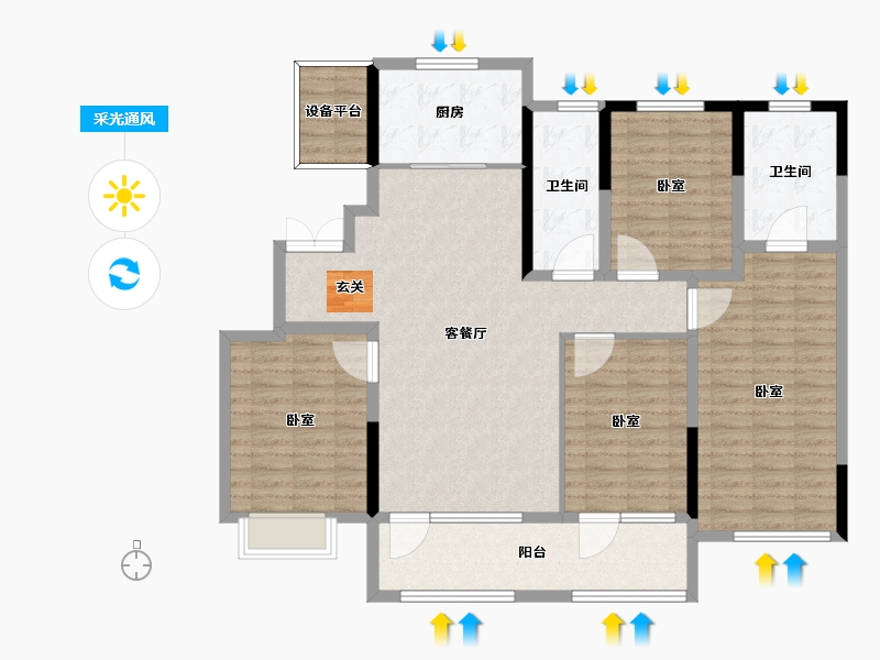 山东省-潍坊市-恒信绿城春风江南-129.01-户型库-采光通风