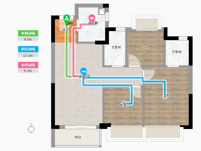 湖南省-长沙市-华远·海蓝郡-62.00-户型库-动静线