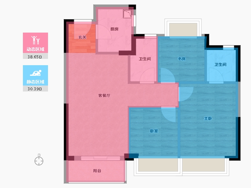 湖南省-长沙市-华远·海蓝郡-62.00-户型库-动静分区