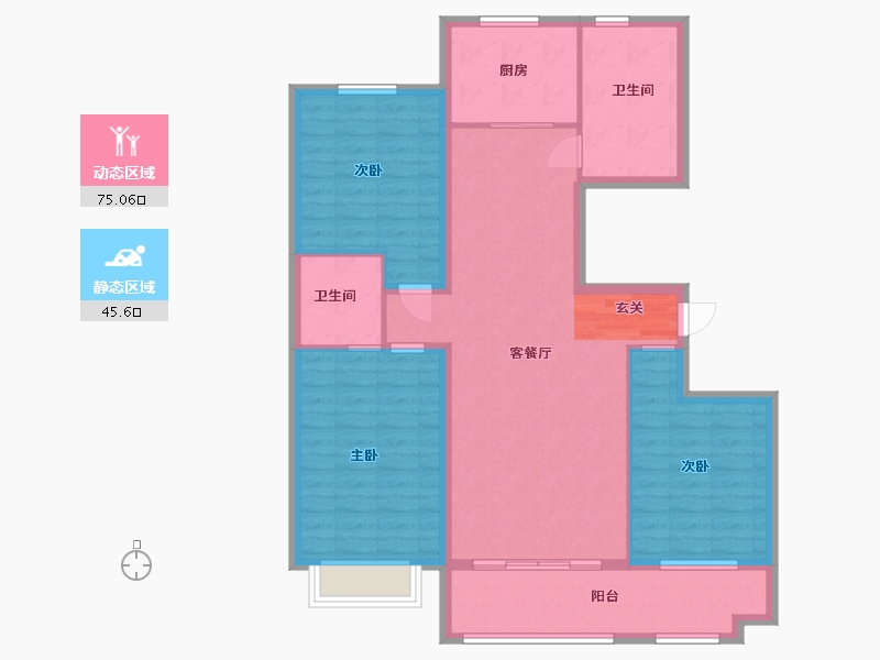 山东省-潍坊市-金鼎世家-108.80-户型库-动静分区