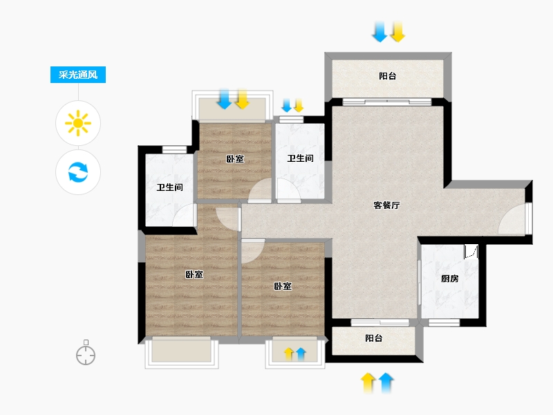 广东省-湛江市-吴川奥园冠军城-80.64-户型库-采光通风