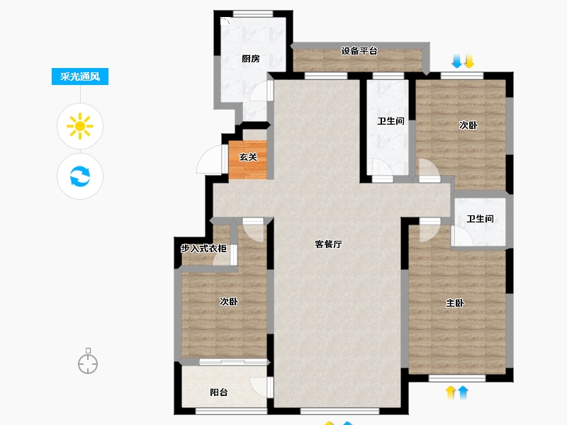 山东省-淄博市-原山天颐-124.00-户型库-采光通风