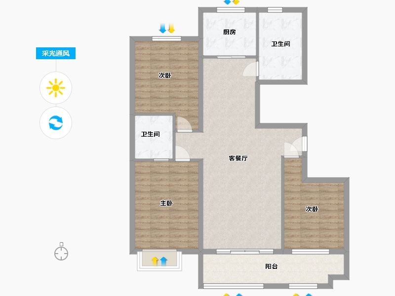 山东省-潍坊市-金鼎世家-106.00-户型库-采光通风