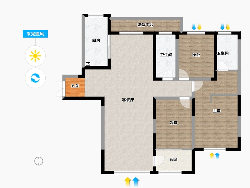 山东省-淄博市-原山天颐-124.00-户型库-采光通风