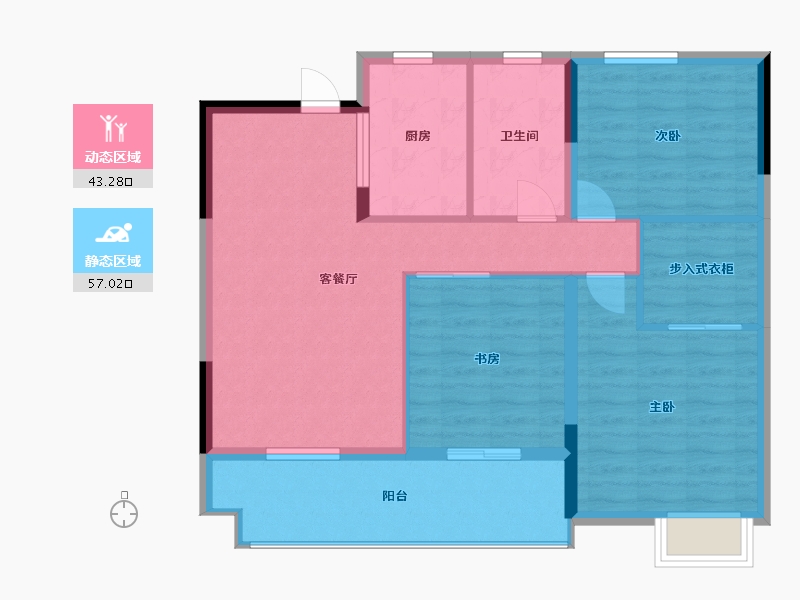 安徽省-芜湖市-中御公馆-91.00-户型库-动静分区