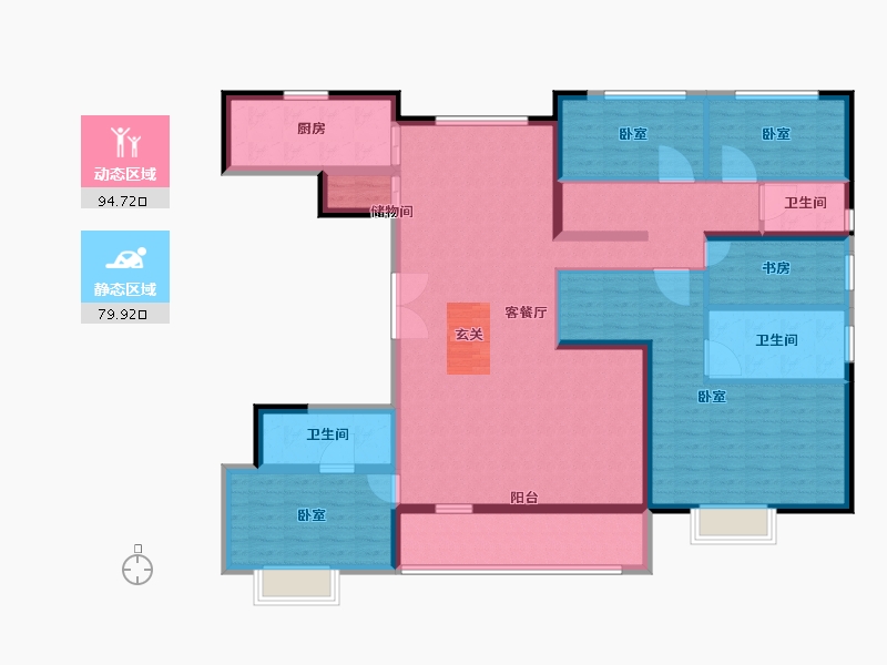 山东省-潍坊市-碧桂园翡翠华府-157.00-户型库-动静分区