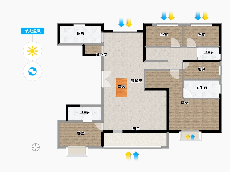 山东省-潍坊市-碧桂园翡翠华府-157.00-户型库-采光通风