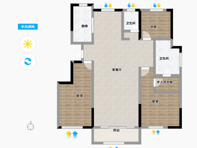 山东省-烟台市-金地首府-128.20-户型库-采光通风