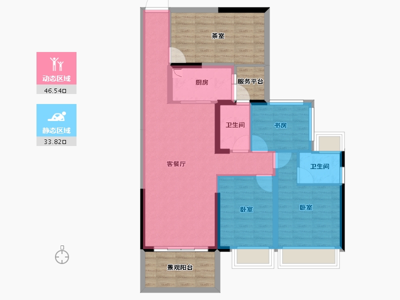 广东省-湛江市-建实帝景银湾-92.50-户型库-动静分区