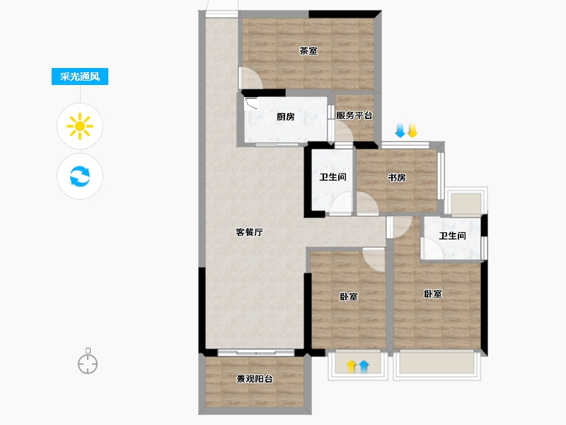 广东省-湛江市-建实帝景银湾-92.50-户型库-采光通风