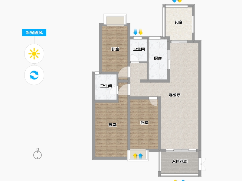 湖北省-黄石市-莲花湖·東景城-101.80-户型库-采光通风