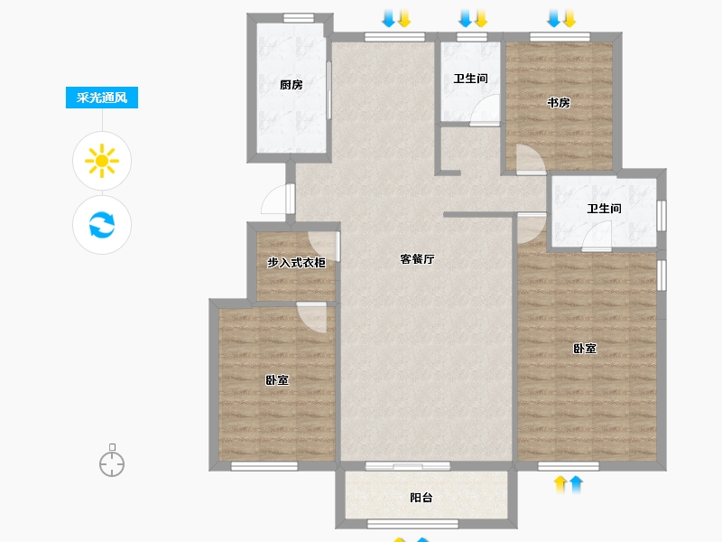 山东省-烟台市-金地首府-115.36-户型库-采光通风