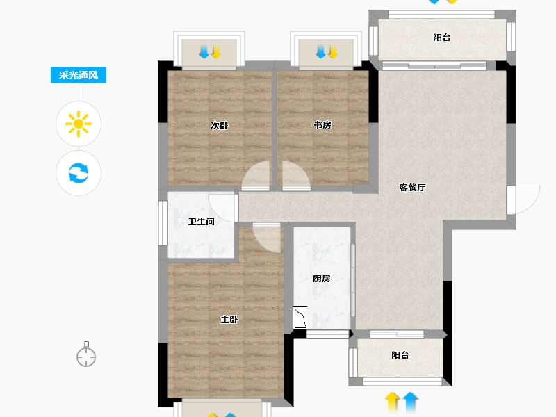 湖南省-湘潭市-太阳城-73.12-户型库-采光通风