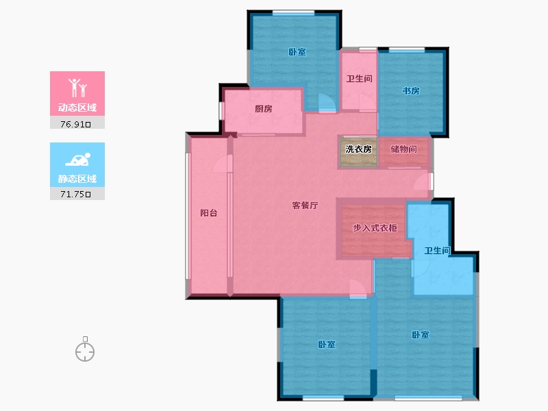 山东省-烟台市-十里洋房-135.25-户型库-动静分区