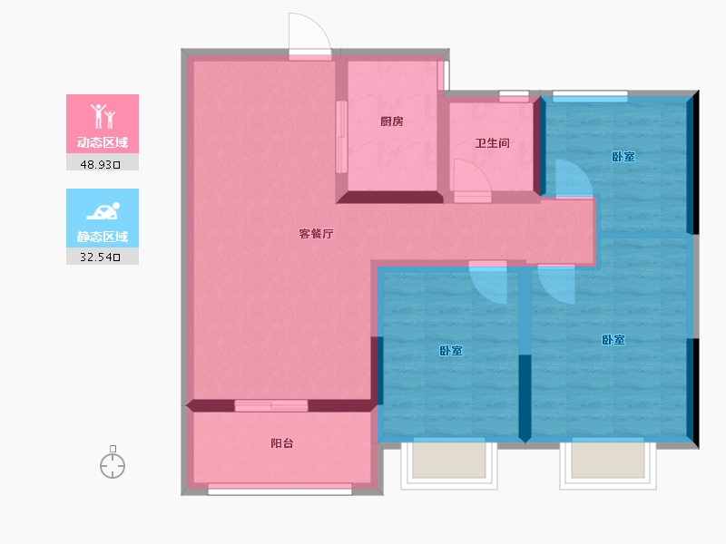 河南省-郑州市-裕华行园-71.95-户型库-动静分区