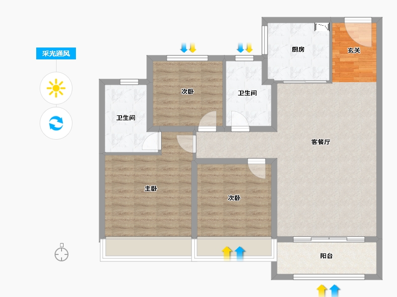 山东省-淄博市-云星齐都御园-96.00-户型库-采光通风