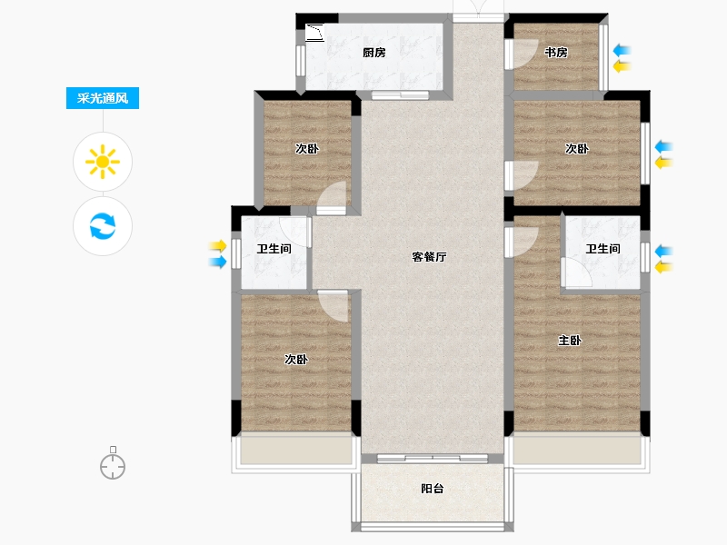 湖南省-株洲市-锦绣豪庭-107.59-户型库-采光通风