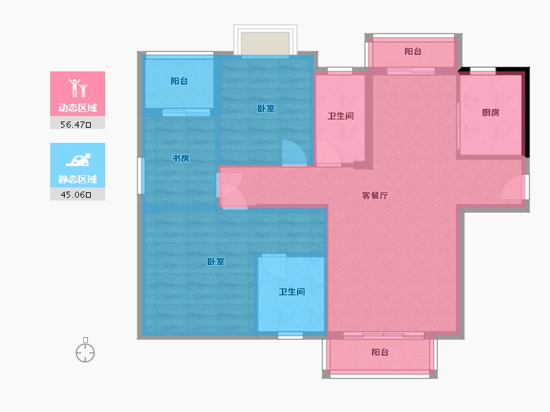 湖北省-武汉市-葛洲坝华庄-91.42-户型库-动静分区