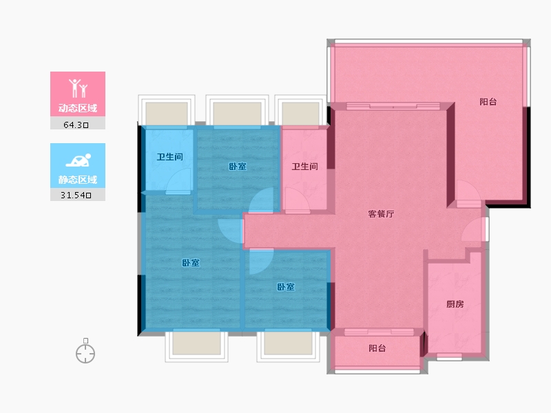 广东省-惠州市-臻景园-86.05-户型库-动静分区