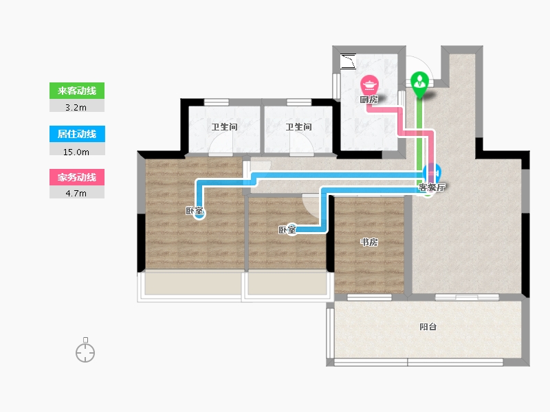 湖北省-黄石市-航宇仁智山水天悦-77.70-户型库-动静线