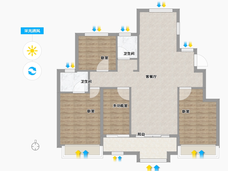 山东省-淄博市-乾宏诚园-100.00-户型库-采光通风