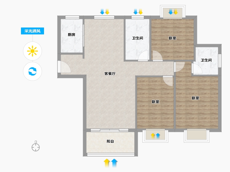 湖北省-孝感市-中仁•御景-96.26-户型库-采光通风