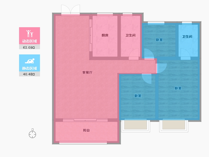 山东省-淄博市-金鼎尚城-92.74-户型库-动静分区