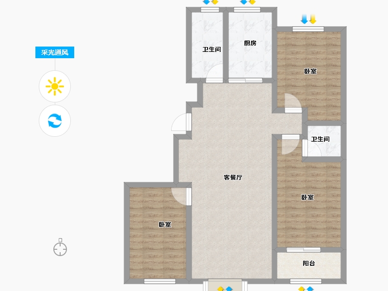 山东省-淄博市-汇鼎麗城-94.00-户型库-采光通风