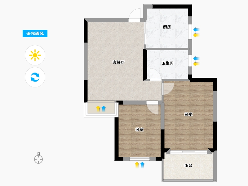 山东省-烟台市-紫微台-65.08-户型库-采光通风