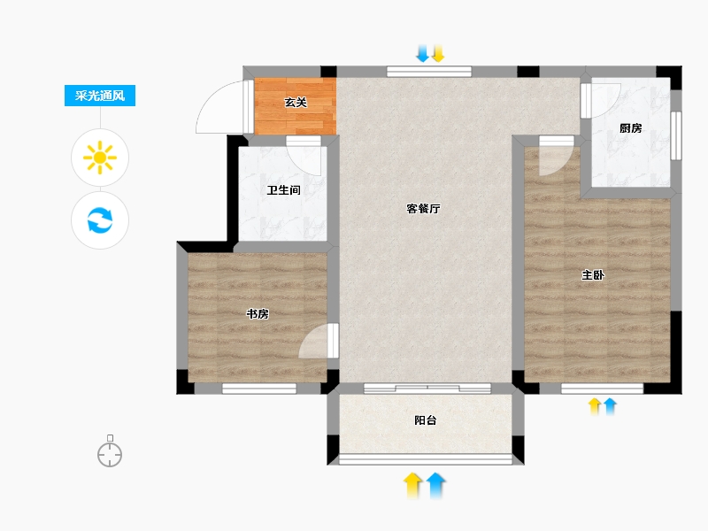 山东省-淄博市-远方凤栖园-69.00-户型库-采光通风