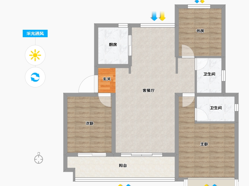 山东省-淄博市-般河郦景-92.00-户型库-采光通风