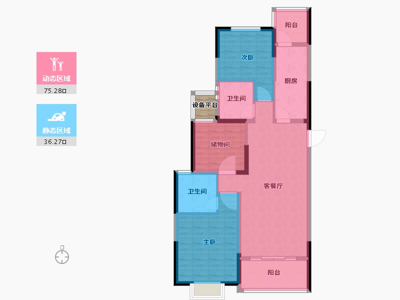 江苏省-常州市-金悦湾花园（常州恒大悦府）-102.00-户型库-动静分区