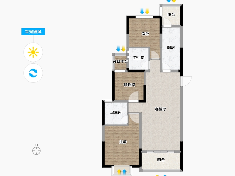 江苏省-常州市-金悦湾花园（常州恒大悦府）-102.00-户型库-采光通风