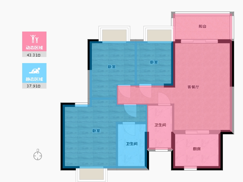 广东省-广州市-恒大御湖郡-72.28-户型库-动静分区