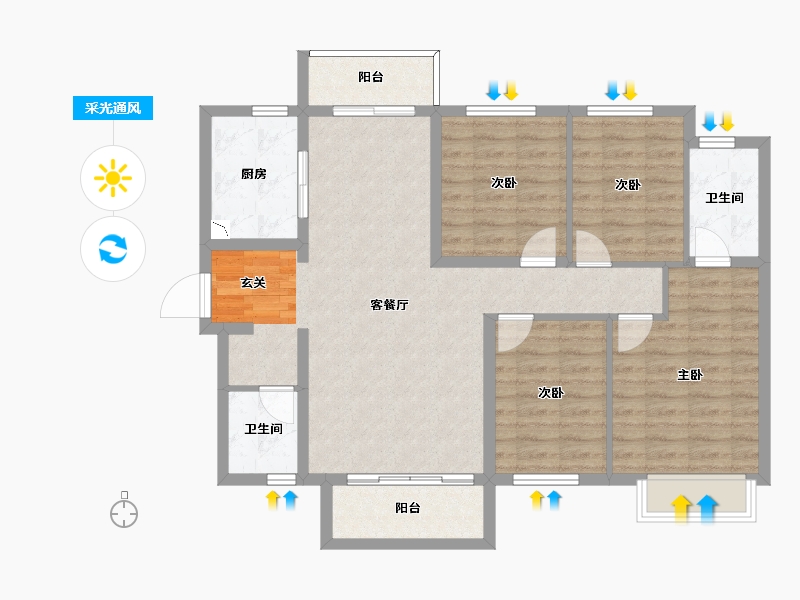 湖南省-长沙市-万科金色梦想-99.56-户型库-采光通风