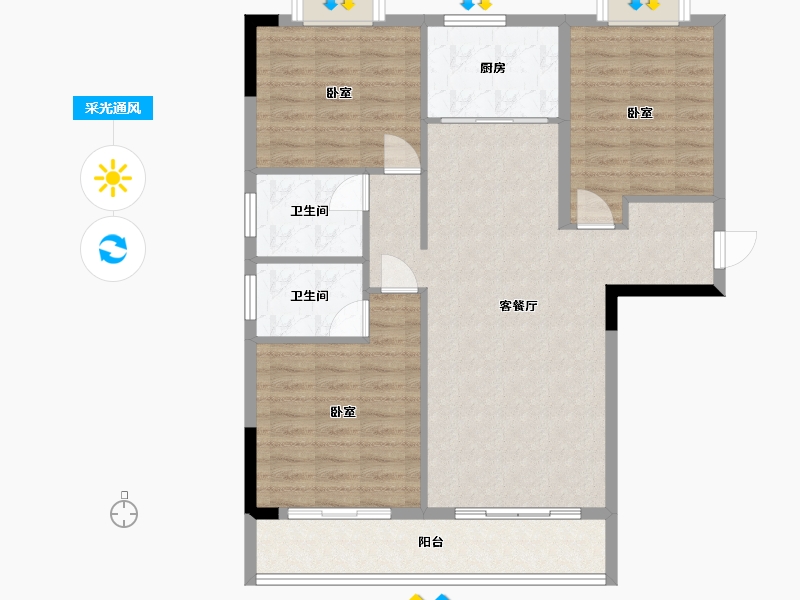 湖北省-武汉市-方园-95.50-户型库-采光通风