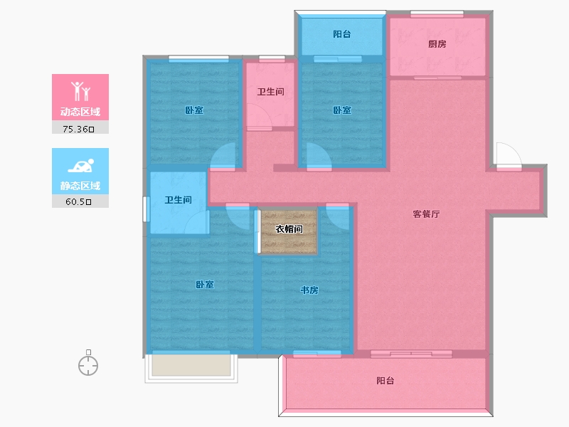 河南省-信阳市-坤瑞·御园-124.38-户型库-动静分区