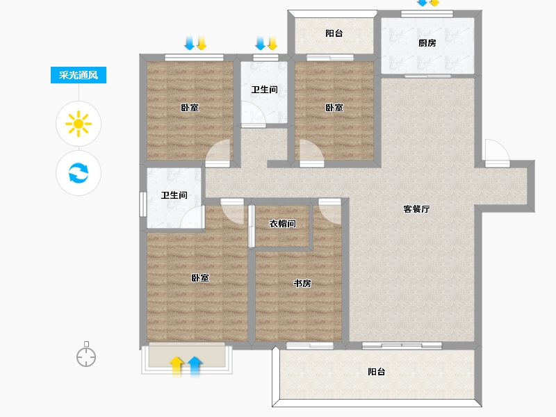 河南省-信阳市-坤瑞·御园-124.38-户型库-采光通风