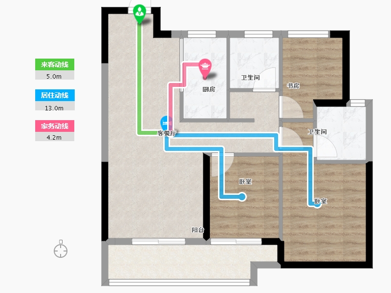 湖北省-武汉市-中粮祥云地铁小镇-76.21-户型库-动静线