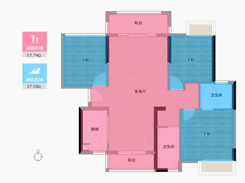 广东省-惠州市-花样年花好园-85.30-户型库-动静分区