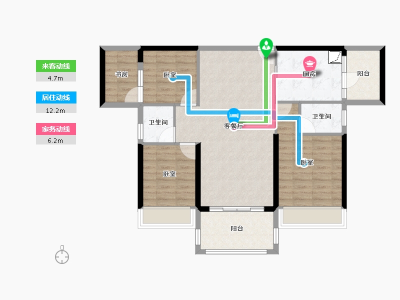 广东省-湛江市-方圆金海湾豪庭-88.76-户型库-动静线