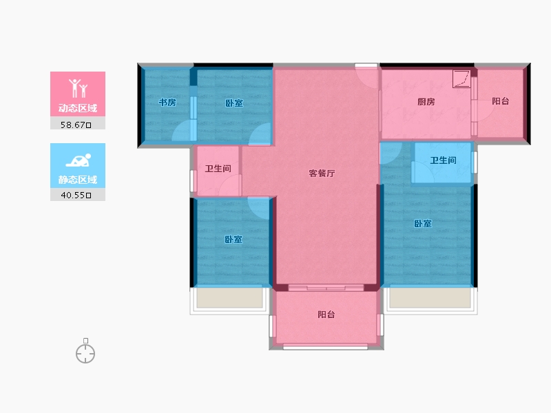 广东省-湛江市-方圆金海湾豪庭-88.76-户型库-动静分区